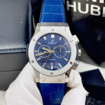 Đồng Hồ Hublot Chronograph Màu Xanh Dương Máy Cơ Automatic Chế tác Nhật 42mm